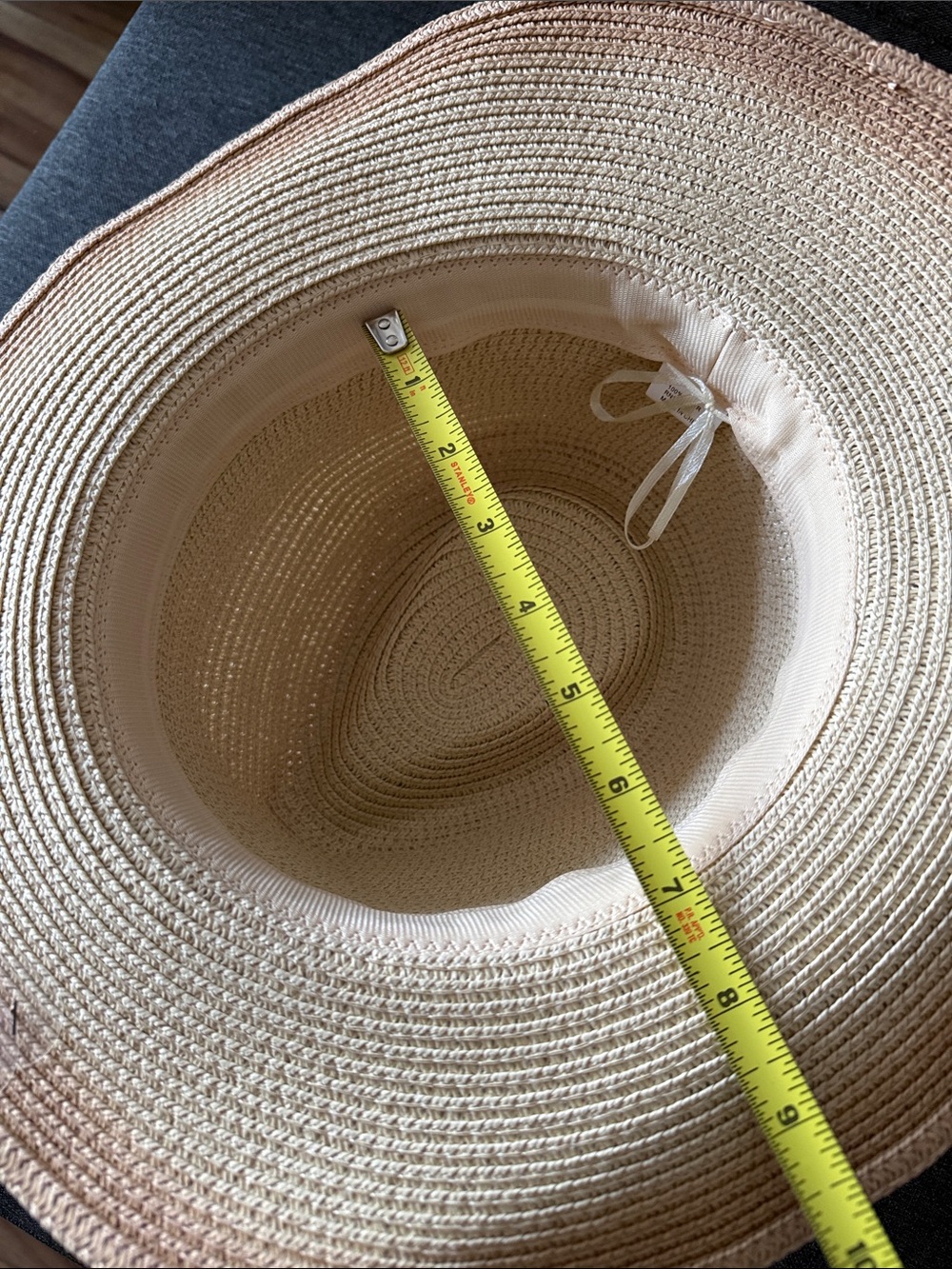 Straw Sun Hat with Thin Band - Natural Beige - Picture 6 of 8